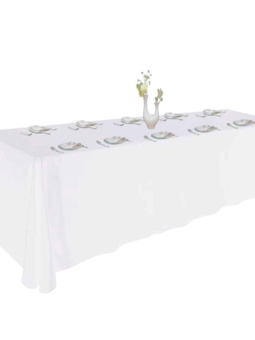White Tablecloth for 8ft+ Rectangle Tables That Seats 10-12 Person, 156”x90”